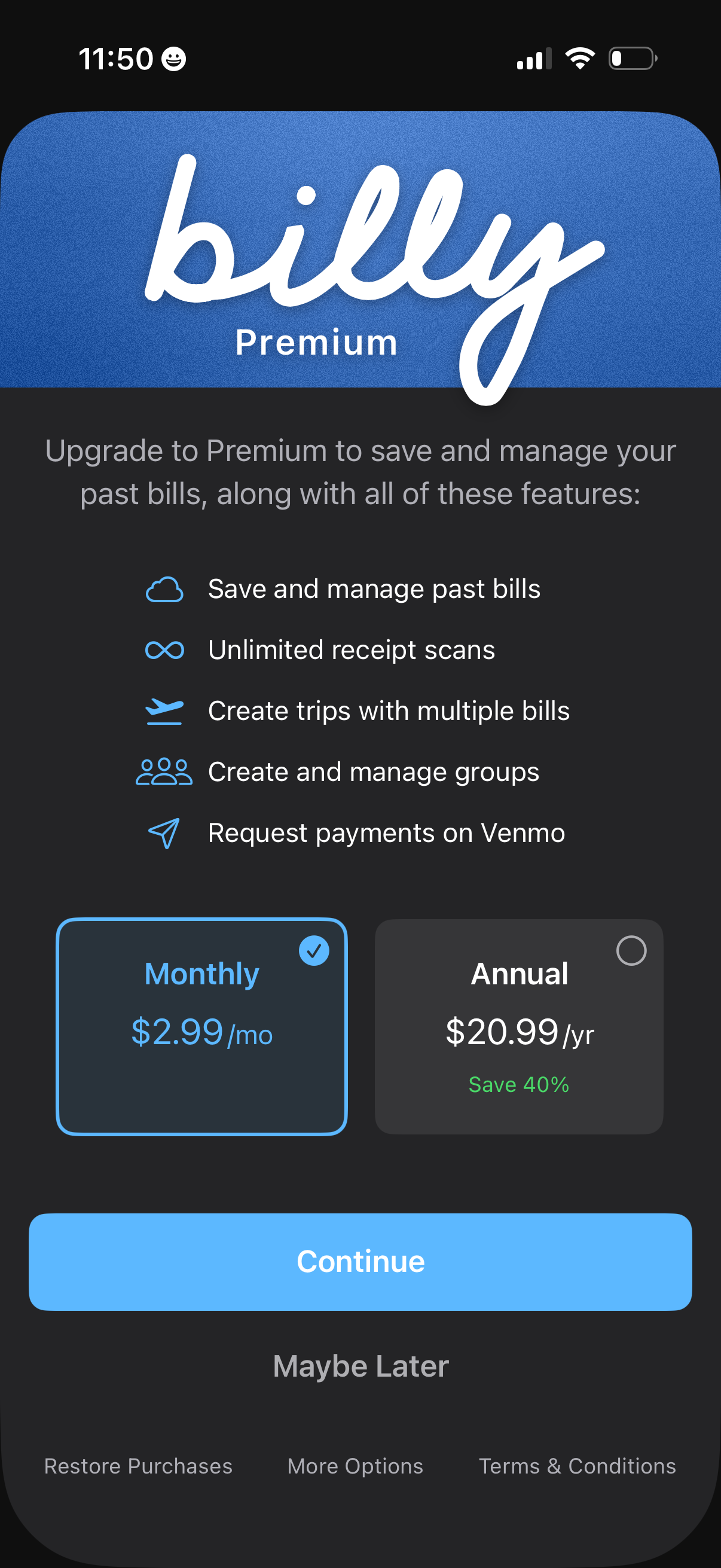 billy checkout screenshot
